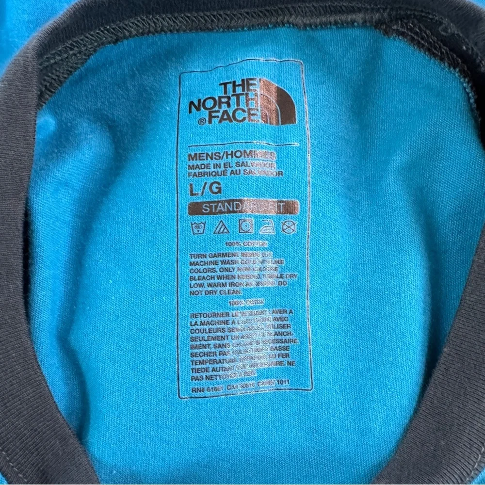 The North Face Raglan 3/4 Sleeve Graphic T-shirt 66 Men's‎ Teal Navy Sz L